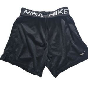 Nike Dri Fit Women Attack Fitness Shorts Mid Rise Roll Band Black XS
